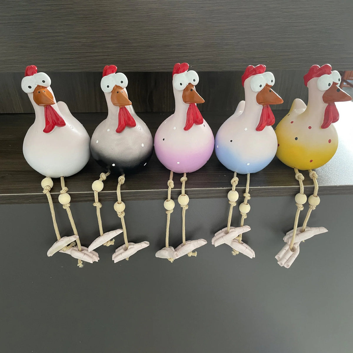 Chicken Garden Decor Hand-Painted Resin Dangling Legs