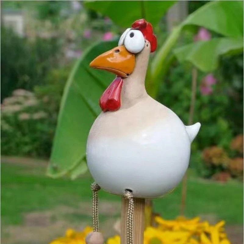 Chicken Garden Decor Hand-Painted Resin Dangling Legs