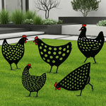 Chicken Garden Statue Weather-Resistant Hand-Painted 5-Piece Set