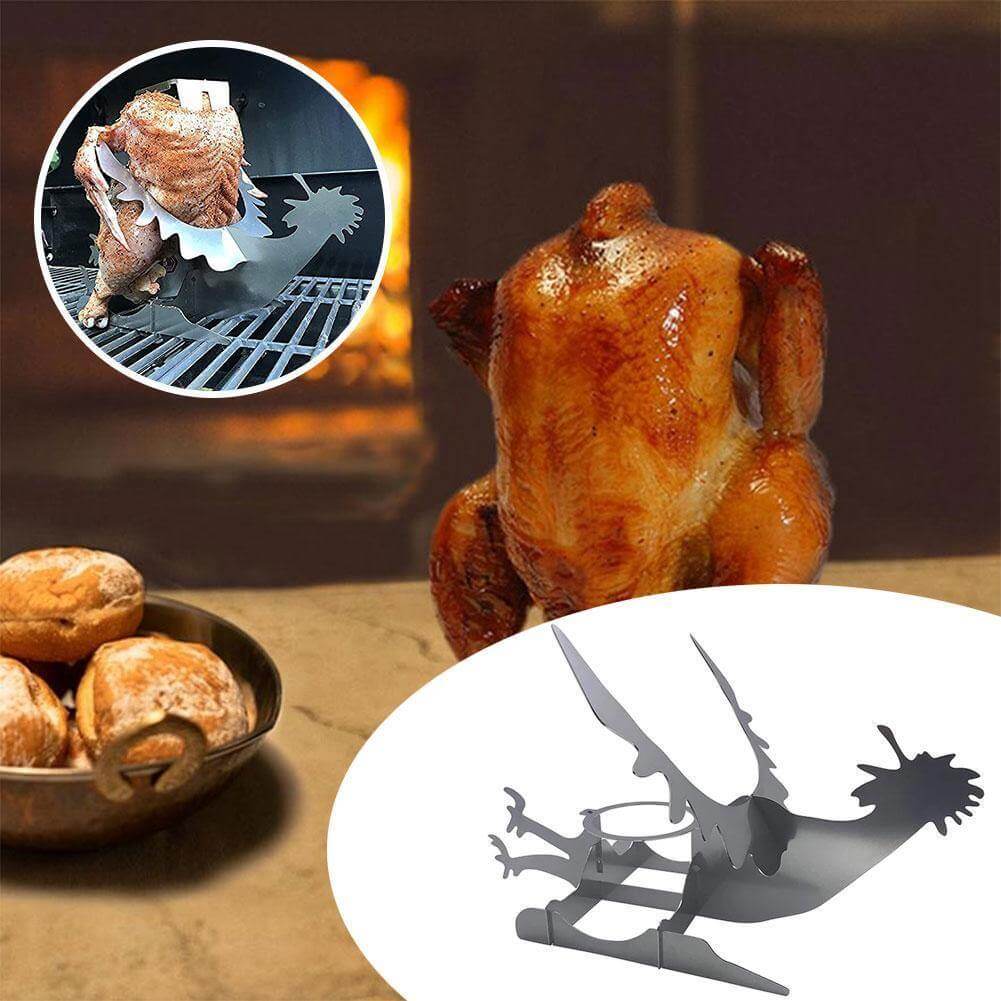 Chicken Roasting Stand Stainless Steel Motorcycle Design For Grill & Oven