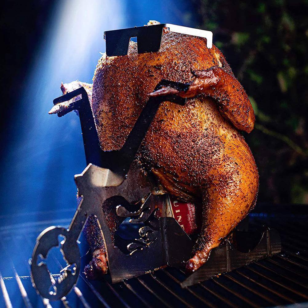 Chicken Roasting Stand Stainless Steel Motorcycle Design For Grill & Oven