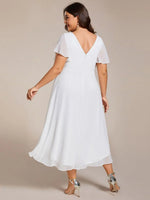 Chiffon Dress V-Neck Short Sleeve Hi-Lo Hem