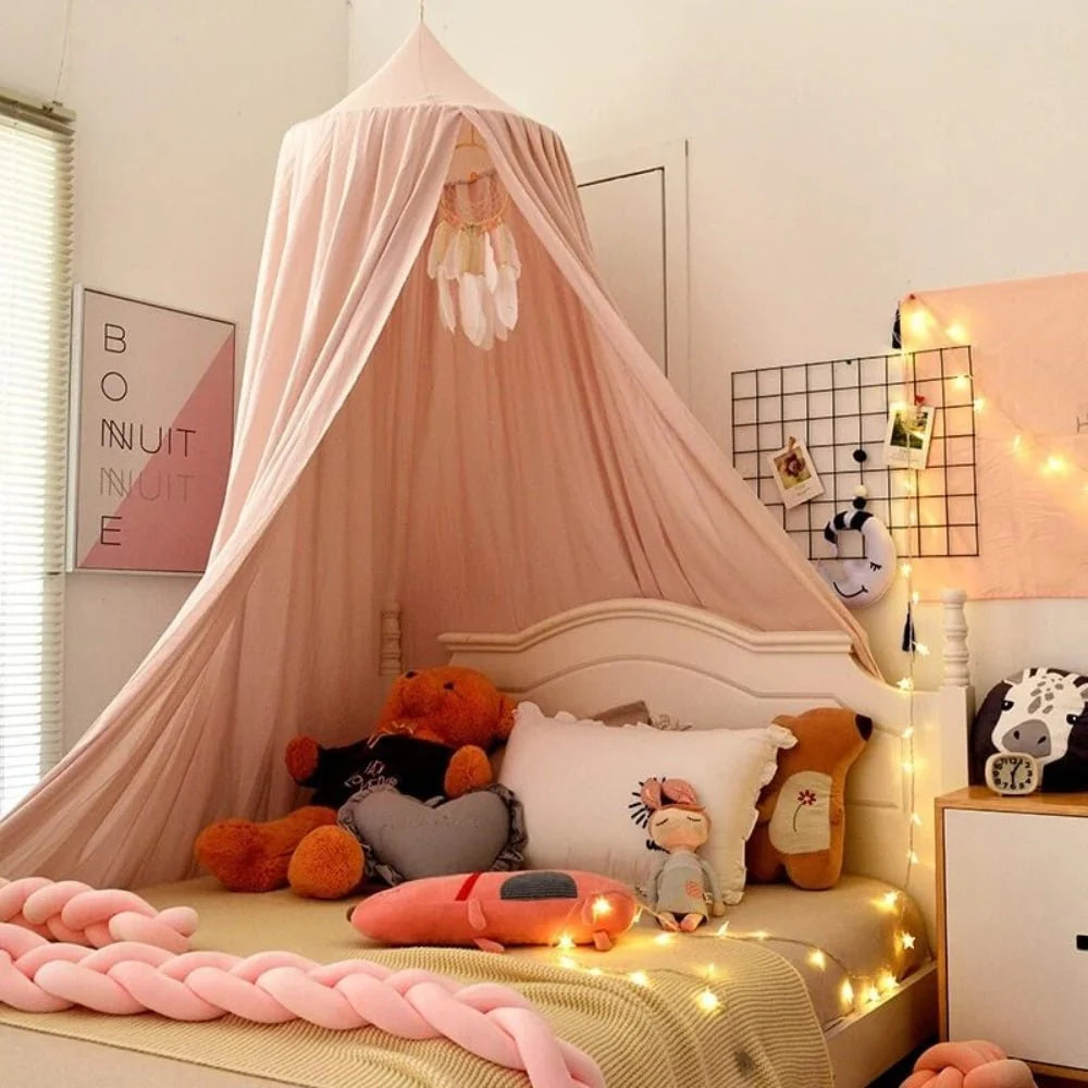 Children’s Bed Canopy Breathable Polyester-Cotton Blend Ceiling Mounting Kit Included