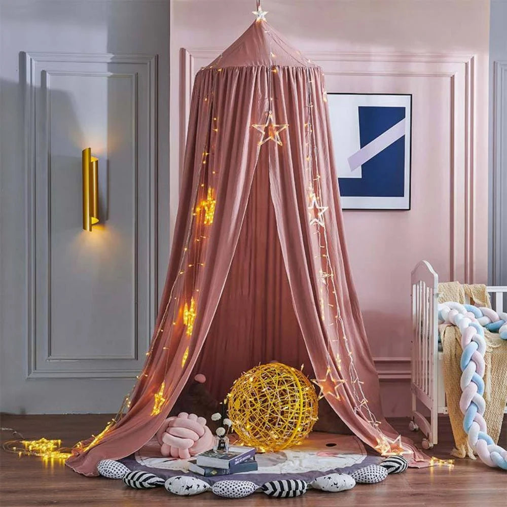 Children’s Bed Canopy Breathable Polyester-Cotton Blend Ceiling Mounting Kit Included