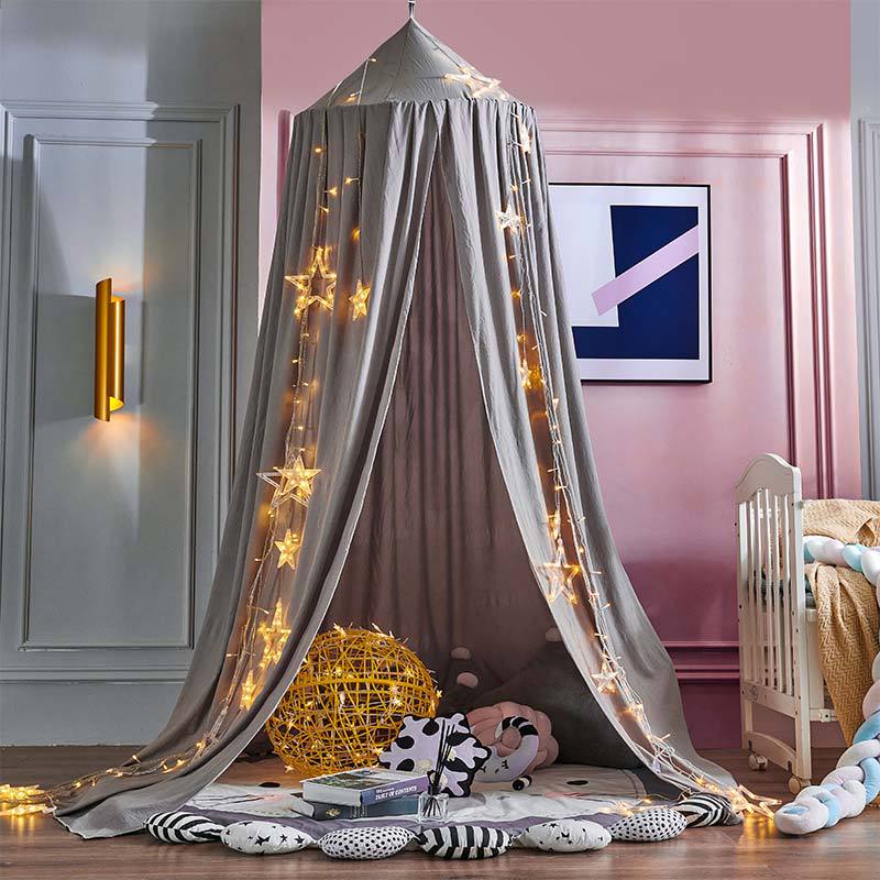 Children’s Bed Canopy Breathable Polyester-Cotton Blend Ceiling Mounting Kit Included