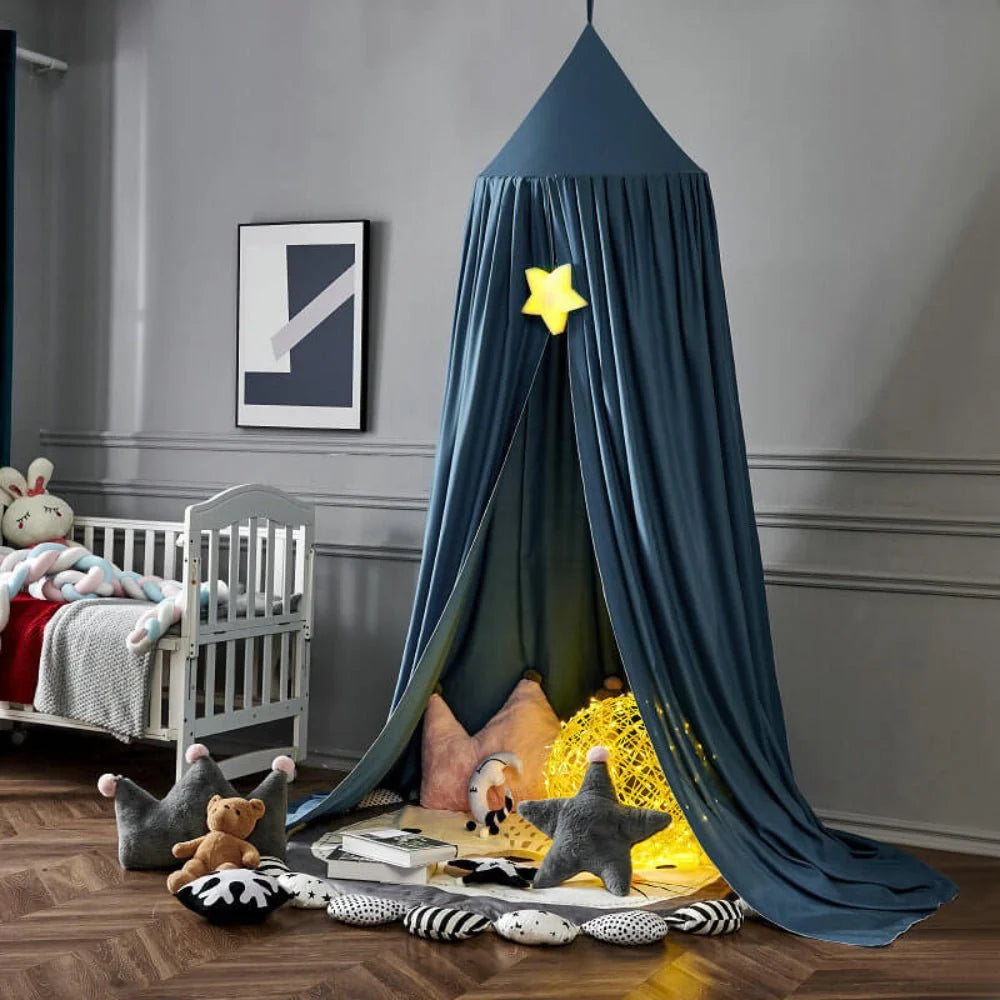 Children’s Bed Canopy Breathable Polyester-Cotton Blend Ceiling Mounting Kit Included