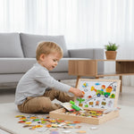 Children’s Drawing Board Magnetic Whiteboard & Chalkboard Beechwood Frame