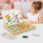 Children’s Drawing Board Magnetic Whiteboard & Chalkboard Beechwood Frame