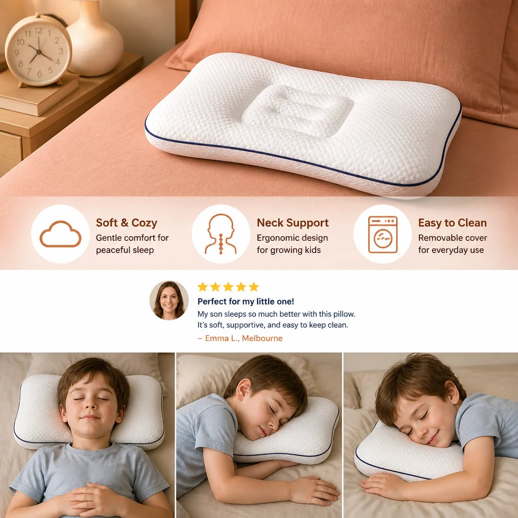 Children’s Pillow Memory Foam Ergonomic Neck Support & Breathable Surface