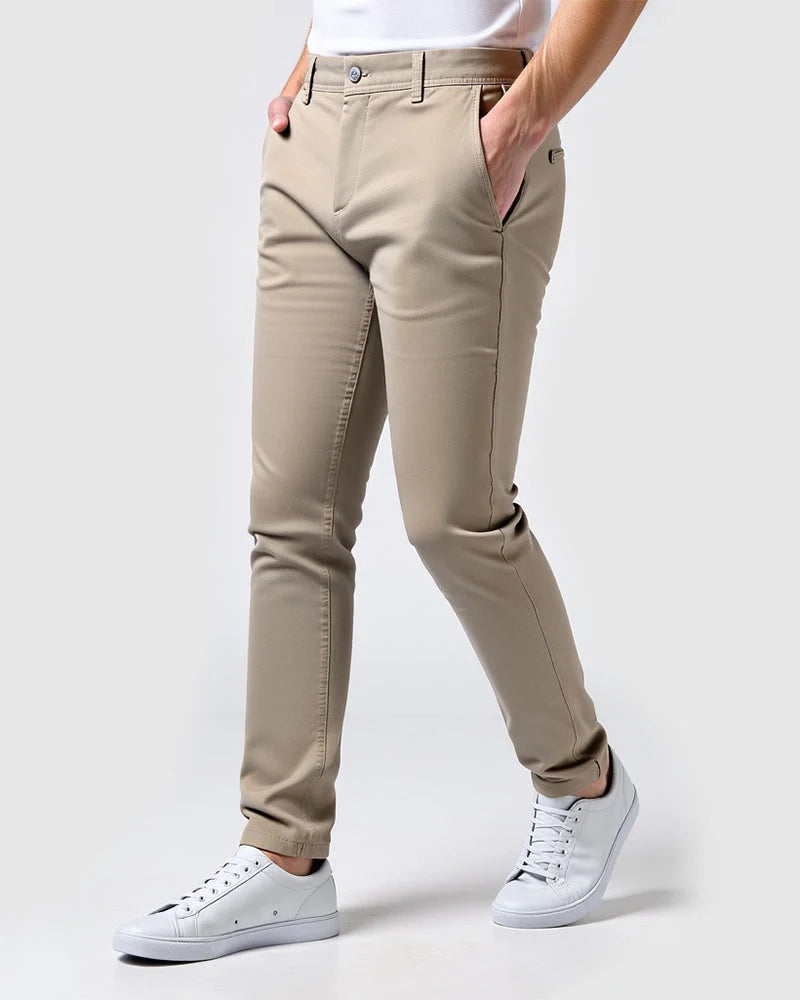 Chino Trousers Slim Fit Tapered Leg Light Stretch Fabric
