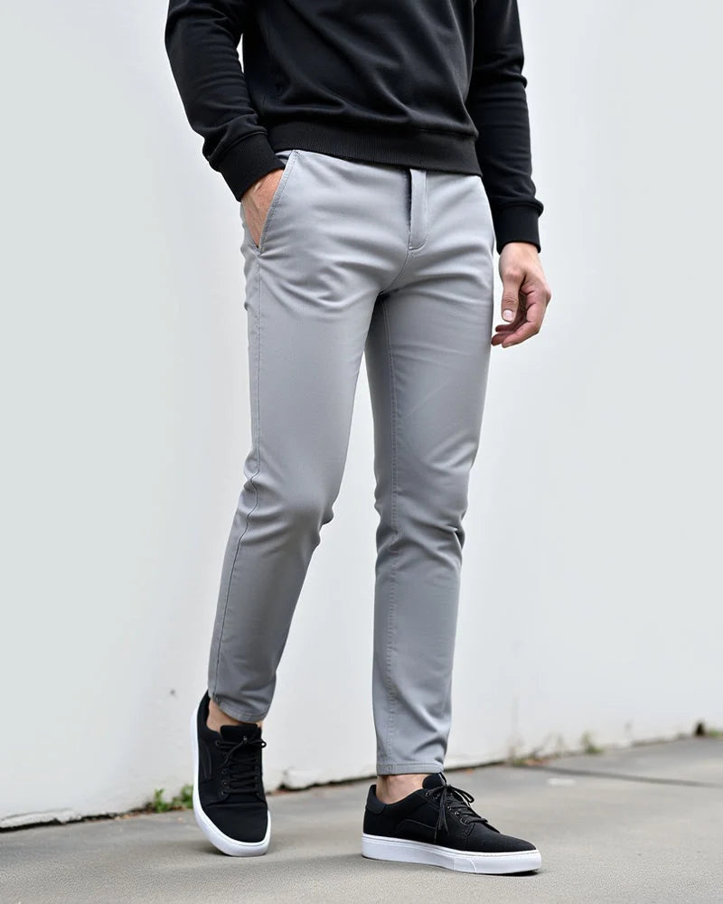 Chino Trousers Slim Fit Tapered Leg Light Stretch Fabric