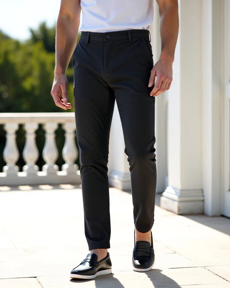 Chino Trousers Slim Fit Tapered Leg Light Stretch Fabric