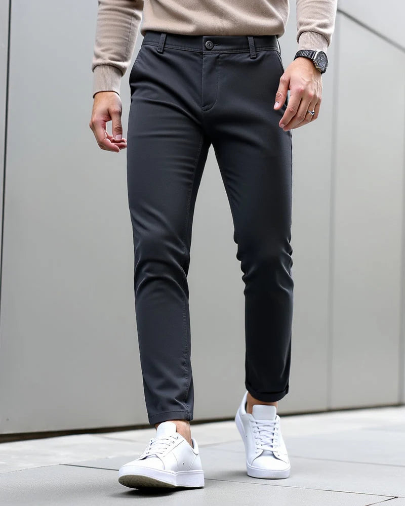 Chino Trousers Slim Fit Tapered Leg Light Stretch Fabric