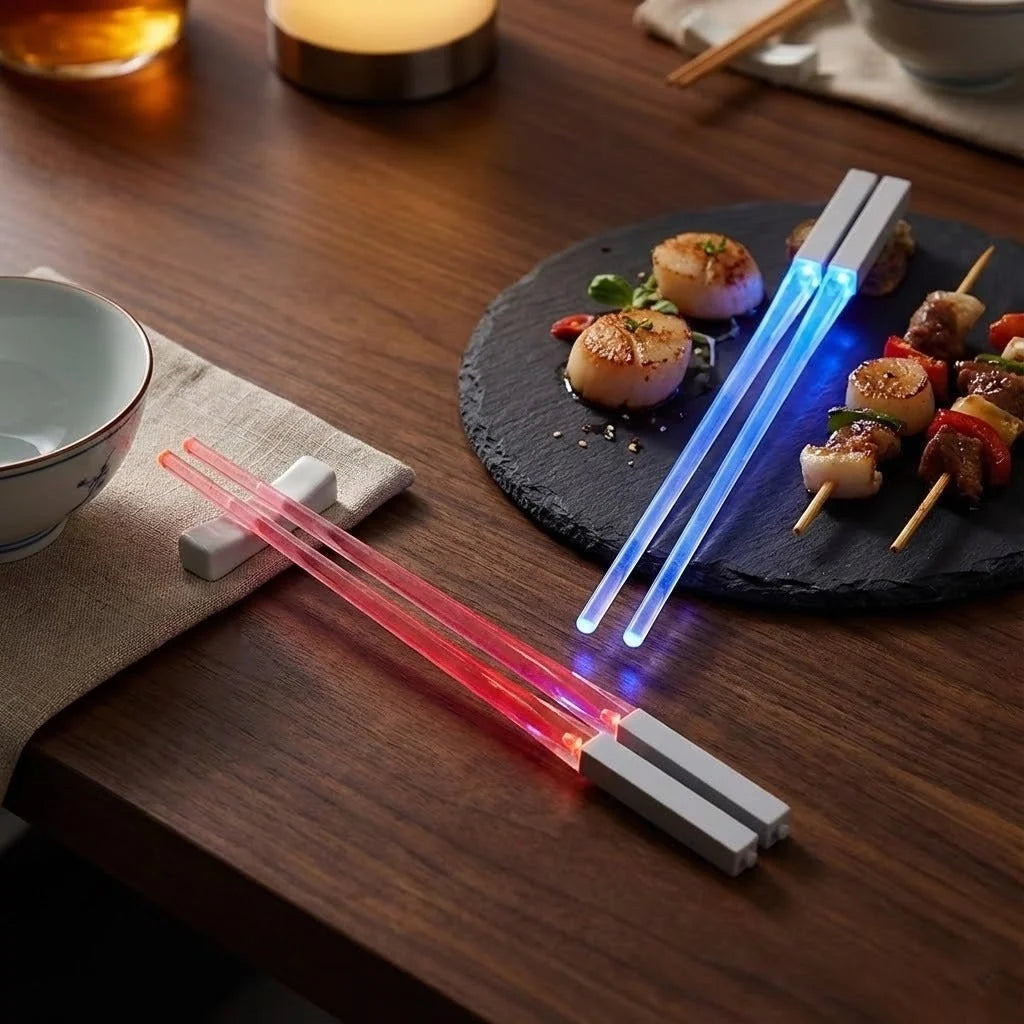 Chopsticks Set Built-In LED Lighting Reusable ABS 10.24 Inch