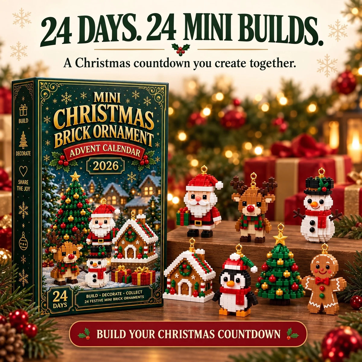 Christmas Advent Calendar 24 Mini Building Sets With Hanging Ornaments