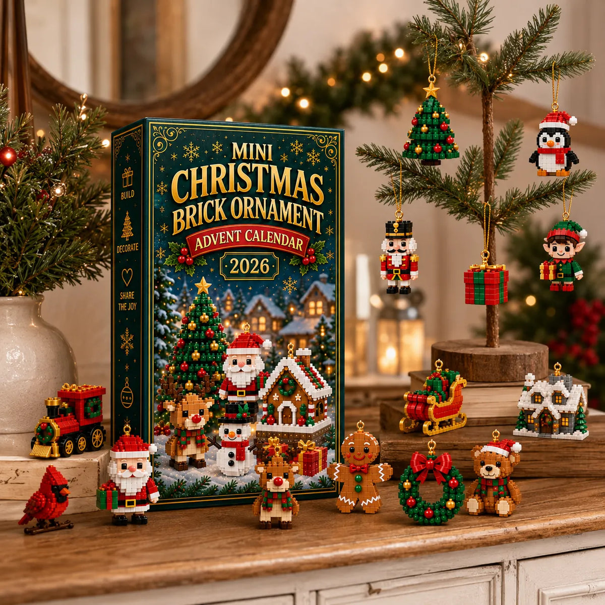 Christmas Advent Calendar Mini Brick Ornaments Set of 24
