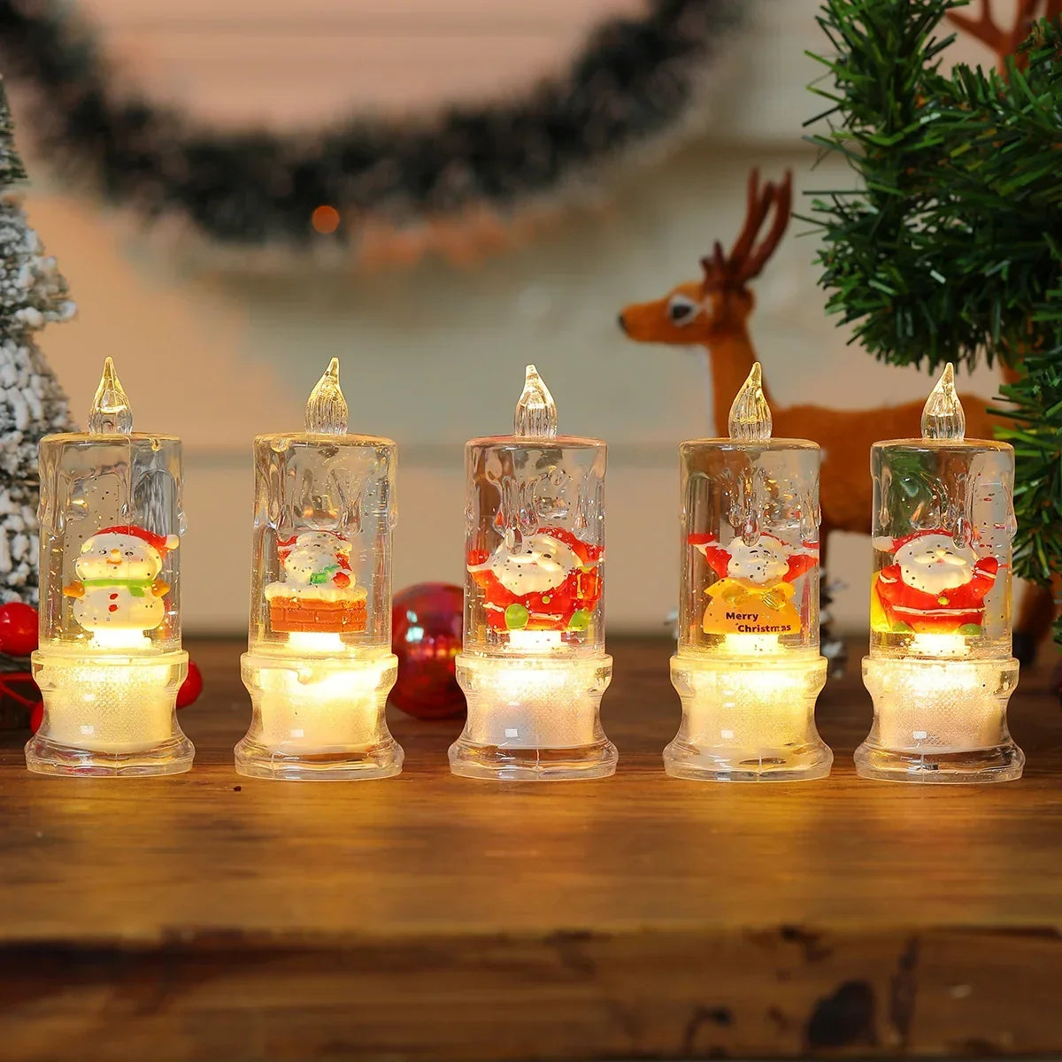 Christmas Candle Figurine Warm LED Battery-Free
