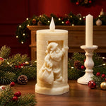Christmas Candle Santa Motif Even-Burning Fine Wax