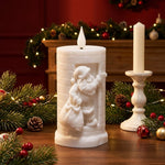 Christmas Candle Santa Motif Even-Burning Fine Wax