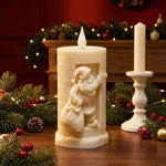 Christmas Candle Santa Motif Fine Wax Even Burn