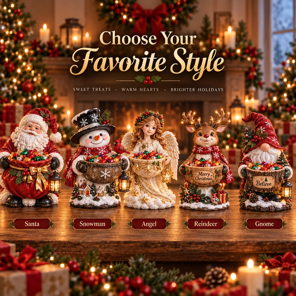 Christmas Candy Bowl Lighted Holiday Character Design