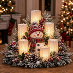 Christmas Centerpiece Flameless Candle Lights Evergreen Decor