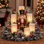 Christmas Centerpiece Flameless Candle Lights Evergreen Decor