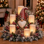 Christmas Centerpiece Flameless Candle Lights Evergreen Decor