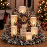 Christmas Centerpiece Flameless Candle Lights Evergreen Decor