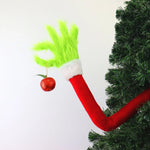 Christmas Centerpiece Plush Green Faux Fur Hand