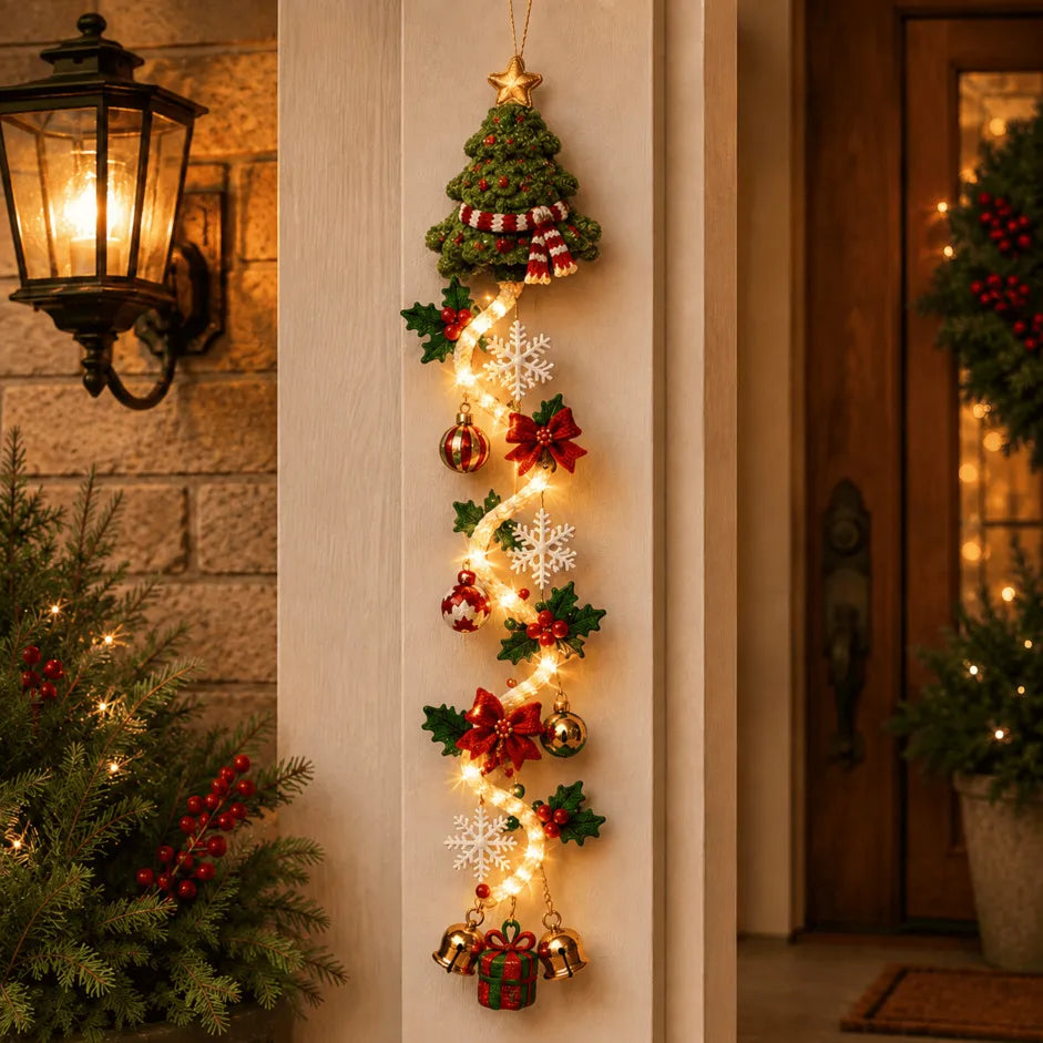 Christmas Door Decoration Illuminated Vertical Design Warm White Light 47.2 Inch tall