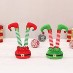 Christmas Elf Figure Movable Striped Legs Soft Plush