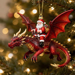 Christmas Figurine Durable Polyresin Santa On Dragon