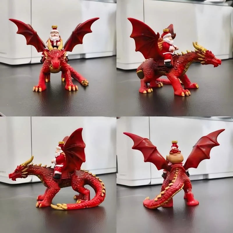 Christmas Figurine Durable Polyresin Santa On Dragon
