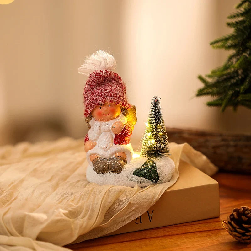 Christmas Figurine LED-Lit Ceramic Compact