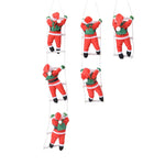 Christmas Figurine Set Embroidered Santas On Ladder 16 Inch