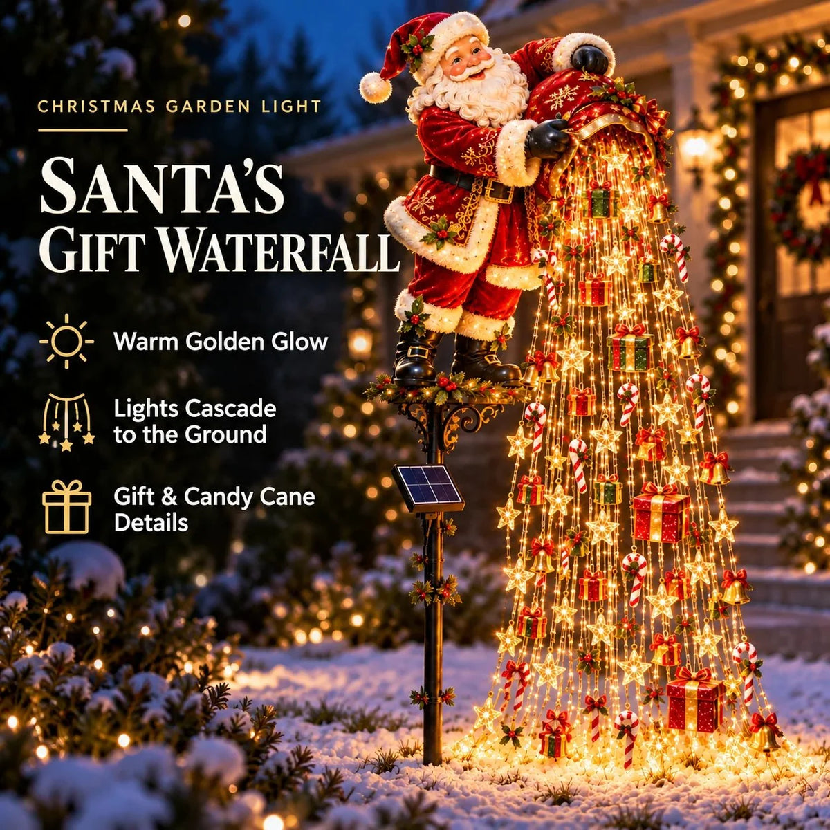 Christmas Garden Light Stakes Solar-Powered Cascading LED Lights