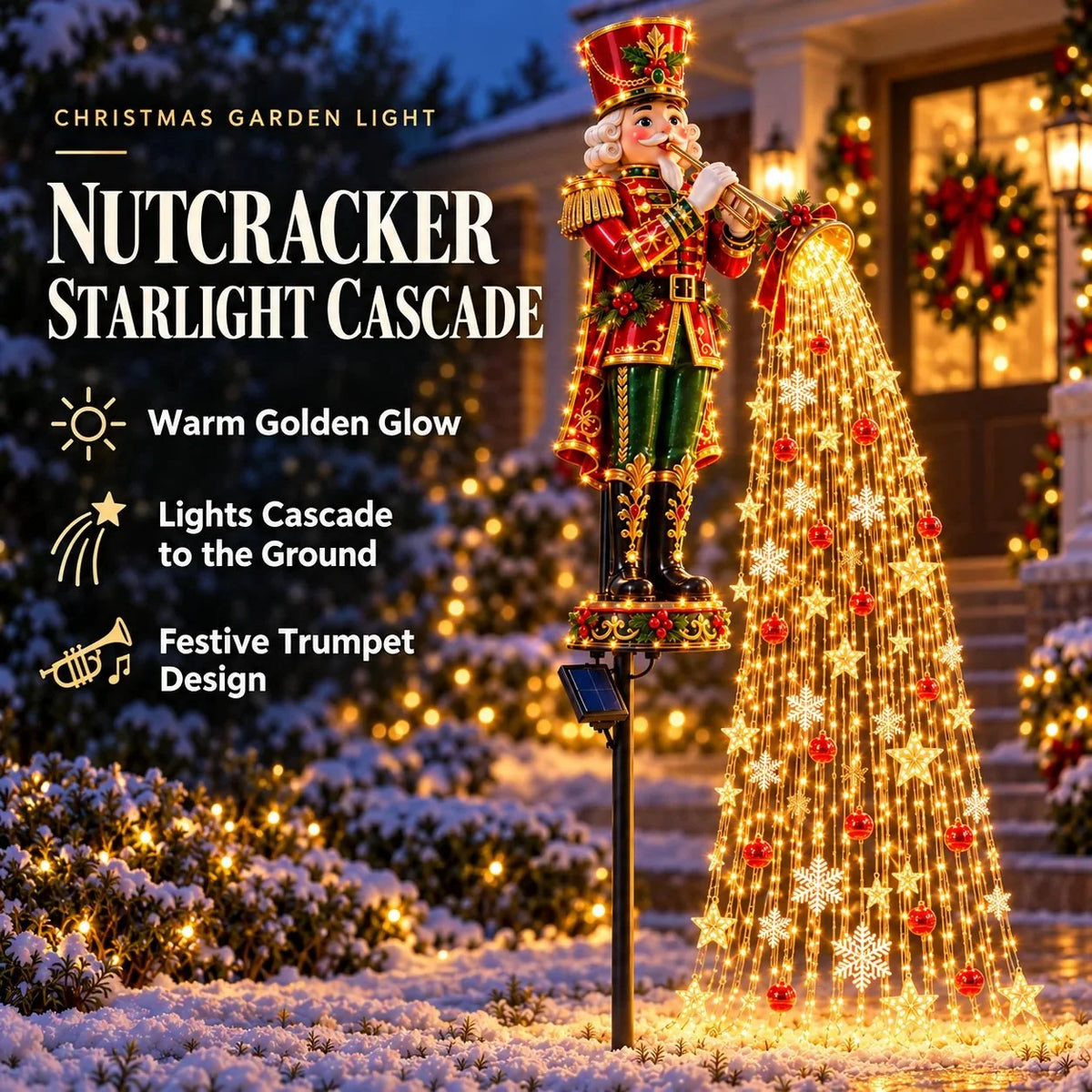 Christmas Garden Light Stakes Solar-Powered Cascading LED Lights