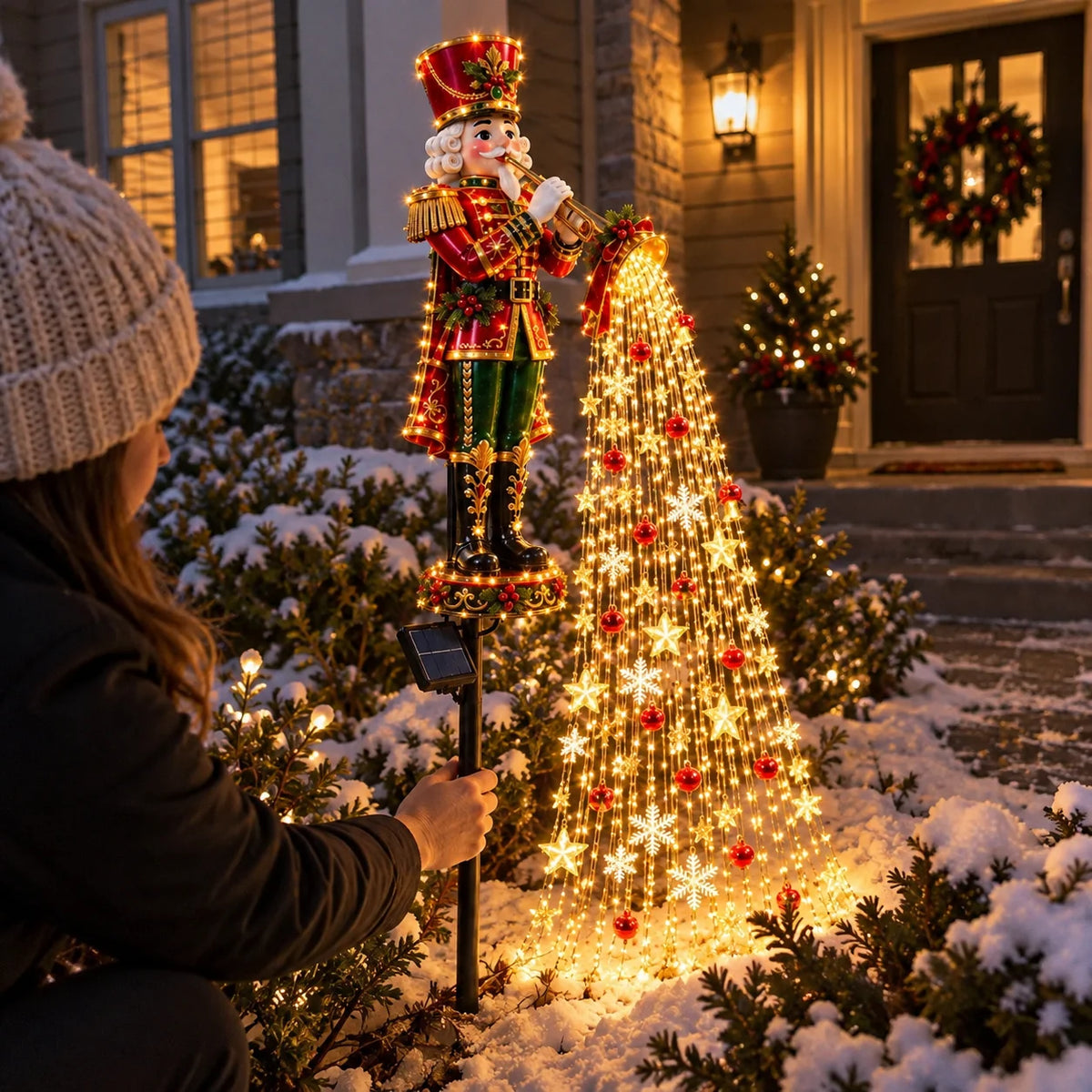 Christmas Garden Light Stakes Solar-Powered Cascading LED Lights