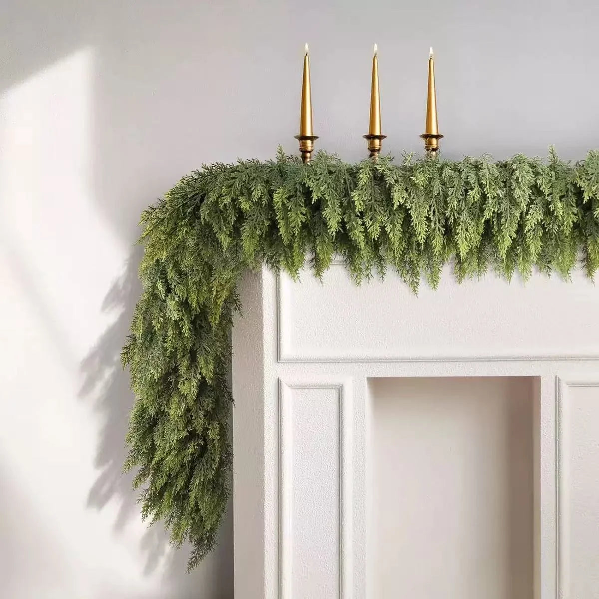 Christmas Garland Artificial Cedar Warm White LED Lights