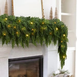 Christmas Garland Artificial Cedar Warm White LED Lights