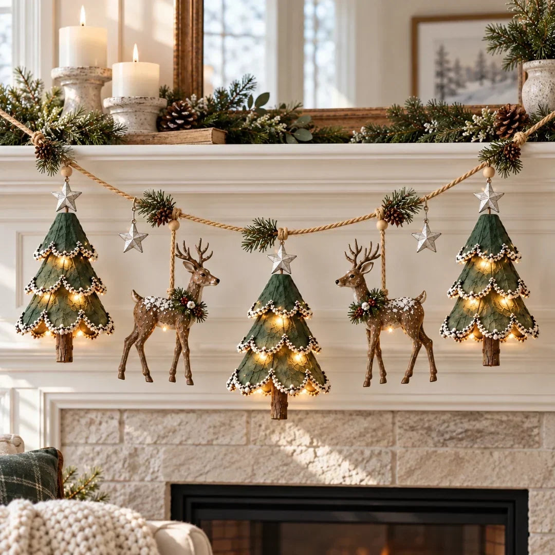 Christmas Garland Illuminated Woodland Deer 31.5 Inch