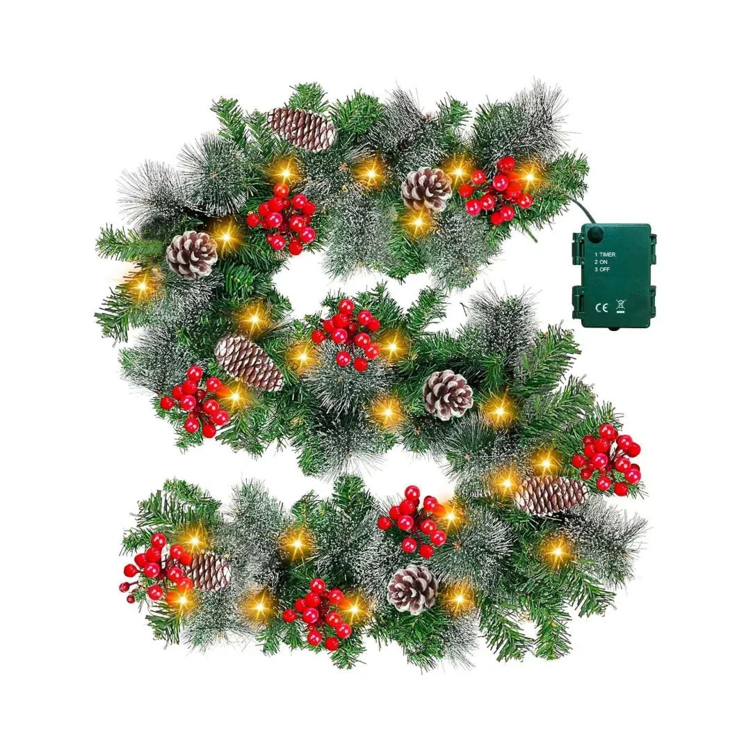 Christmas Garland LED Timer & Weatherproof