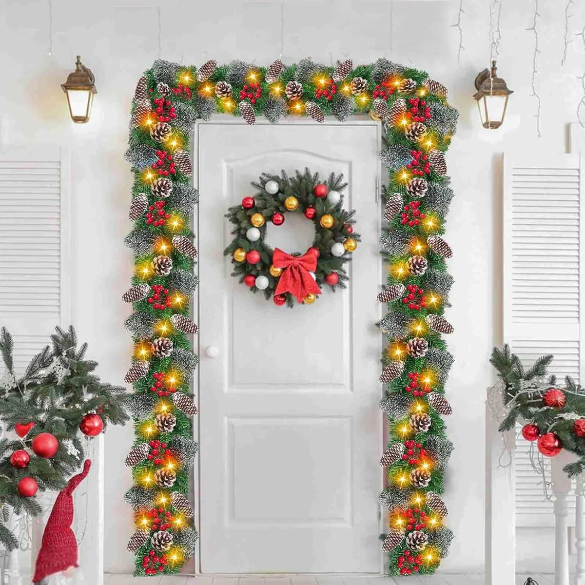 Christmas Garland LED Timer & Weatherproof