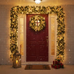 Christmas Garland Rattan Design Warm White LED Battery-Powered 8.9 Ft