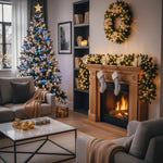 Christmas Garland Rattan Design Warm White LED Battery-Powered 8.9 Ft