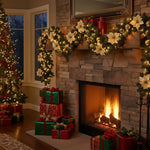 Christmas Garland Rattan Design Warm White LED Battery-Powered 8.9 Ft