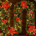 Christmas Garland Rattan Design Warm White LED Battery-Powered 8.9 Ft