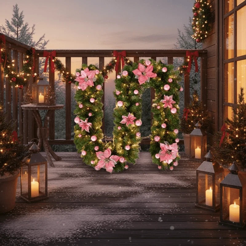 Christmas Garland Rattan Design Warm White LED Battery-Powered 8.9 Ft