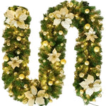 Christmas Garland Rattan Design Warm White LED Battery-Powered 8.9 Ft